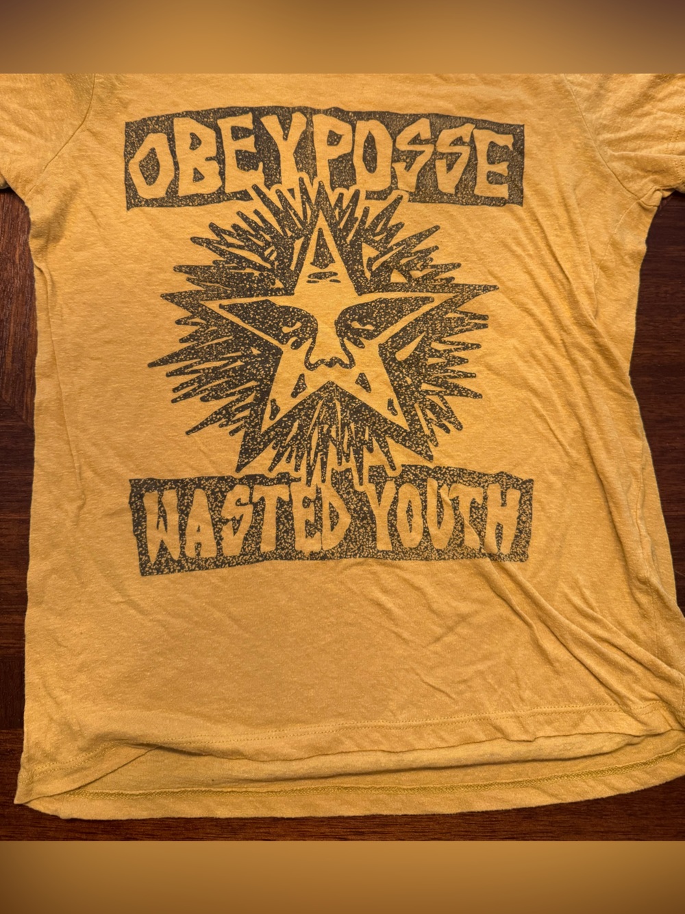 Obey Yellow Graphic 'Obey Posse Wasted Youth' Short Sleeve Tee